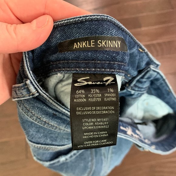 Gently Worn Seven 7 Limited Edition MidRise Stretch Novelty Ashbury Skinny Jeans - Picture 11 of 16